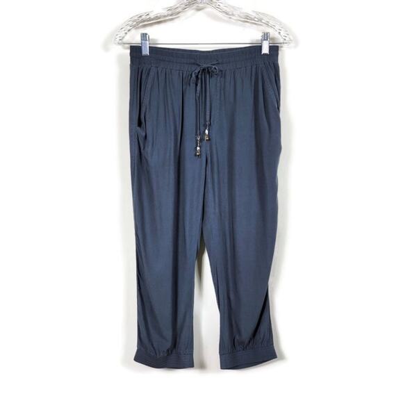 Esprit Capri Pants Womens Size 6 Gray Lightweight Elastic Waist Drawstring - Picture 1 of 14
